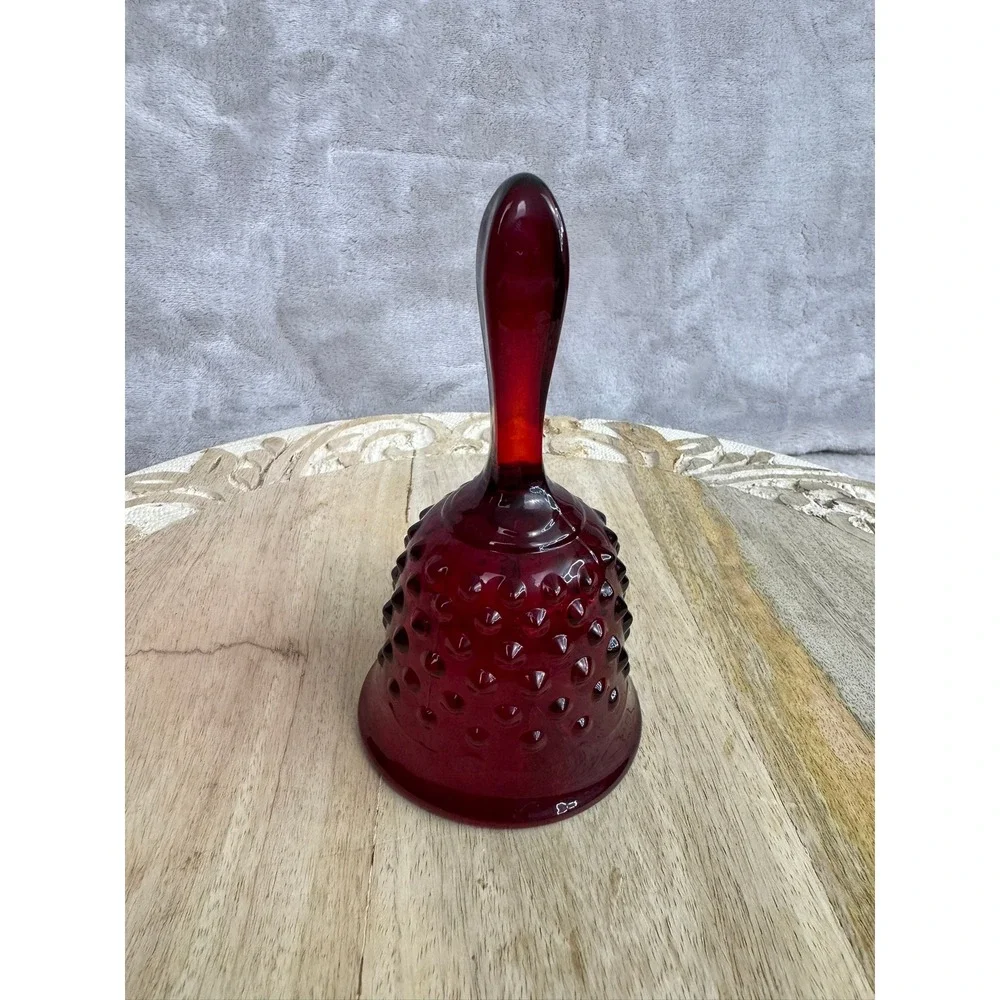 Vintage Ruby‎ Red Fenton Hobnail Glass Bell Collectible Decorative Accent